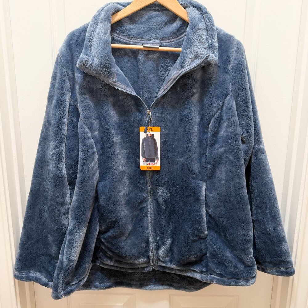 32 Degrees Women's Plush Jacket Size XXL Blue Full Zip Super Soft Lightweight - Picture 13 of 14
